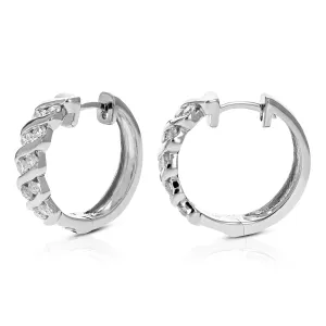 1 cttw Round Lab Grown Diamond Hoop Earrings .925 Sterling Silver Channel Set 3/4 Inch