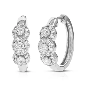 1 cttw Round Lab Grown Diamond Hoop Earrings in .925 Sterling Silver Prong Set 2/3 Inch