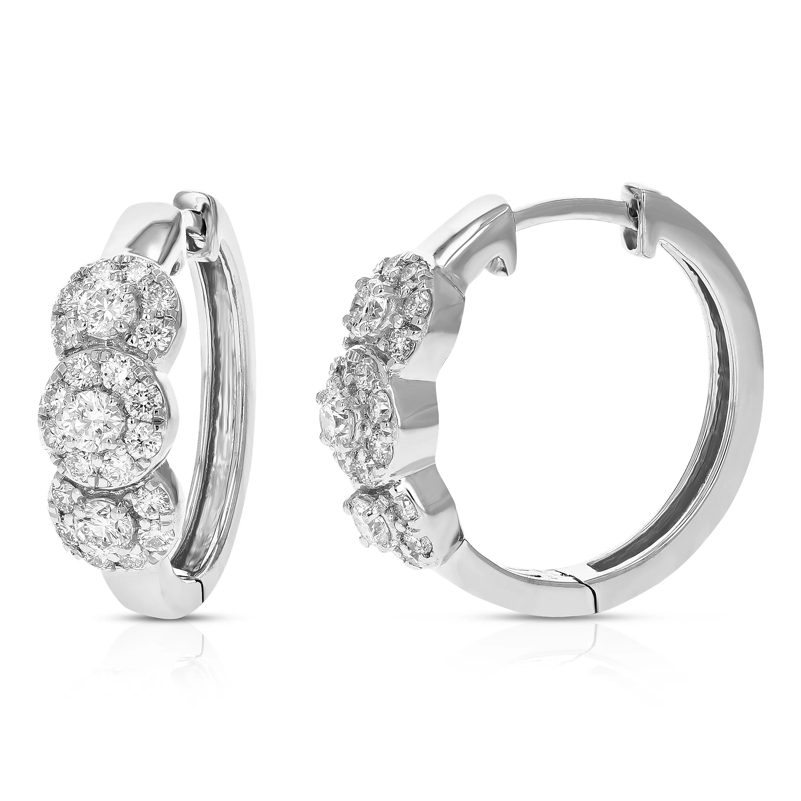 1 cttw Round Lab Grown Diamond Hoop Earrings in .925 Sterling Silver Prong Set 2/3 Inch