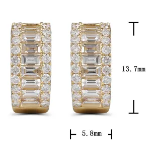 1.01ct tw Baguette Cut Diamond Wide Huggie Hoop Earrings