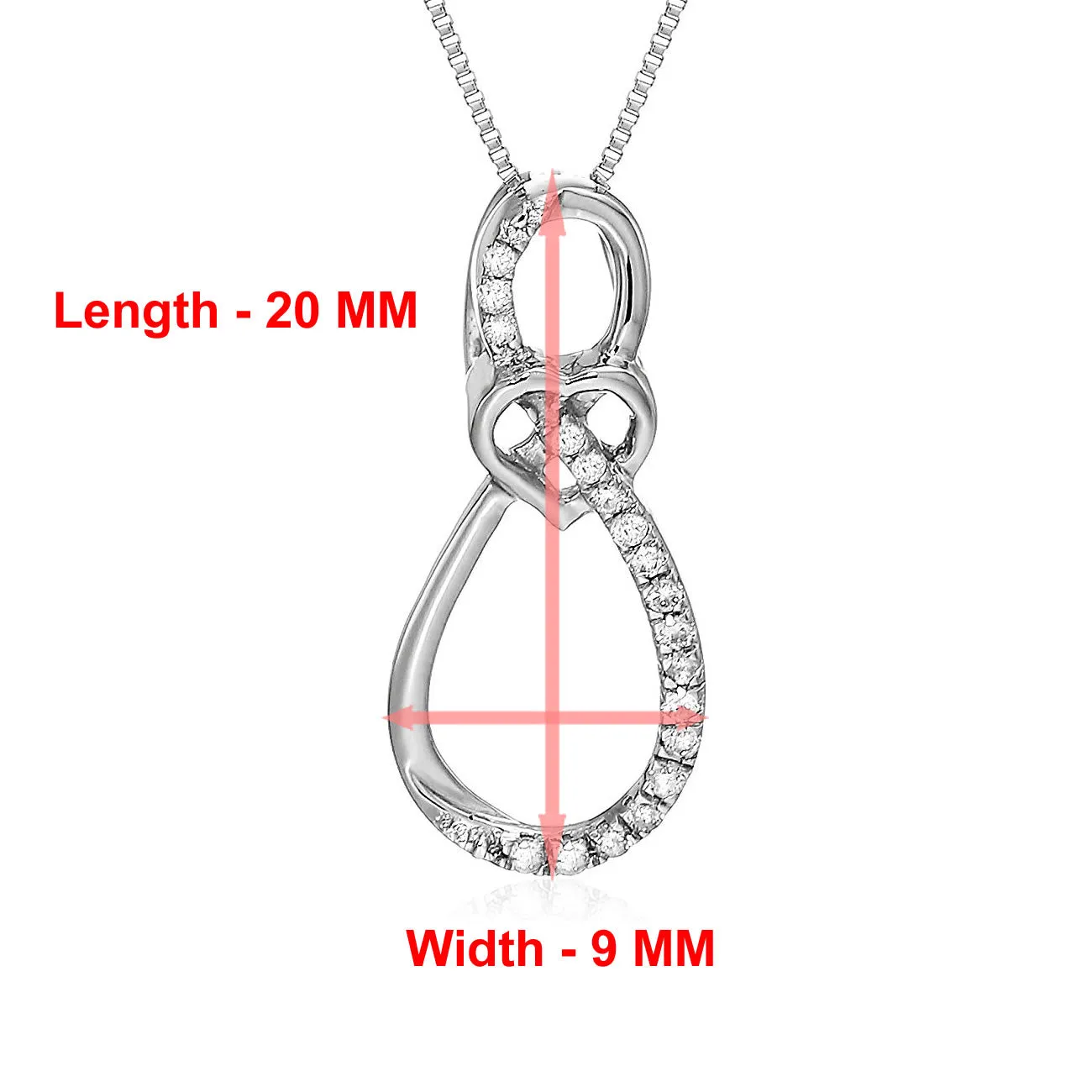 1/10 cttw Diamond Pendant, Diamond Drop Pendant Necklace for Women in 10K White Gold with 18 Inch Chain, Prong Setting