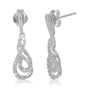 1/10 cttw Round Lab Grown Diamond Dangle Earrings .925 Sterling Silver Prong Set 1 Inch