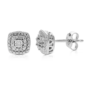 1/10 cttw Round Lab Grown Diamond Stud Earrings .925 Sterling Silver Prong Settings