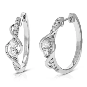 1/2 cttw Lab Grown Diamond in Hoop Earring in Sterling Silver