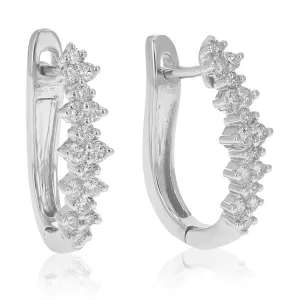 1/2 cttw Round Cut Lab Grown Diamond Hoop Earrings in .925 Sterling Silver Prong Set 2/3 Inch