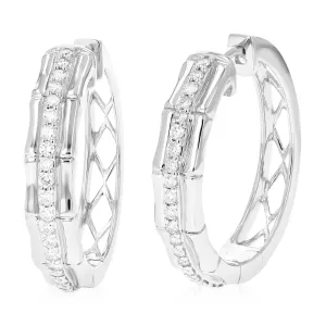 1/2 cttw Round Lab Grown Diamond Hoop Earrings .925 Sterling Silver Prong Set 1 Inch