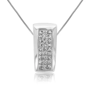 1/3 cttw Princess Diamond Pendant Necklace 14K White Gold with 18 Inch Chain