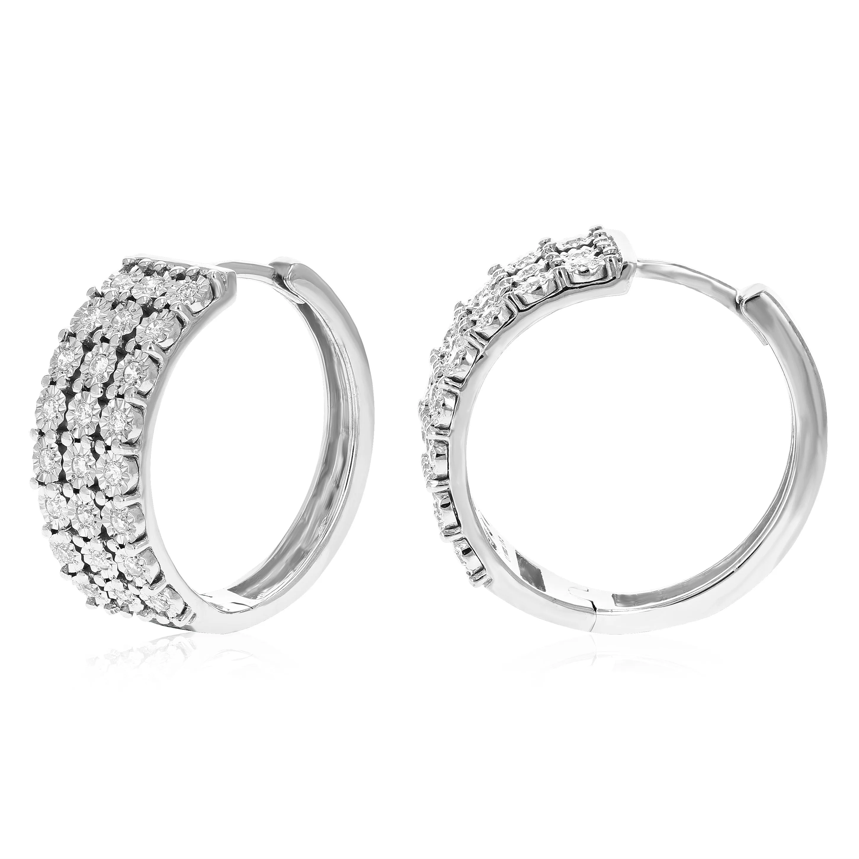 1/3 cttw Round Lab Grown Diamond Hoop Earrings .925 Sterling Silver Prong Set 2/3 Inch