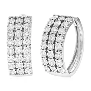 1/3 cttw Round Lab Grown Diamond Hoop Earrings .925 Sterling Silver Prong Set 2/3 Inch