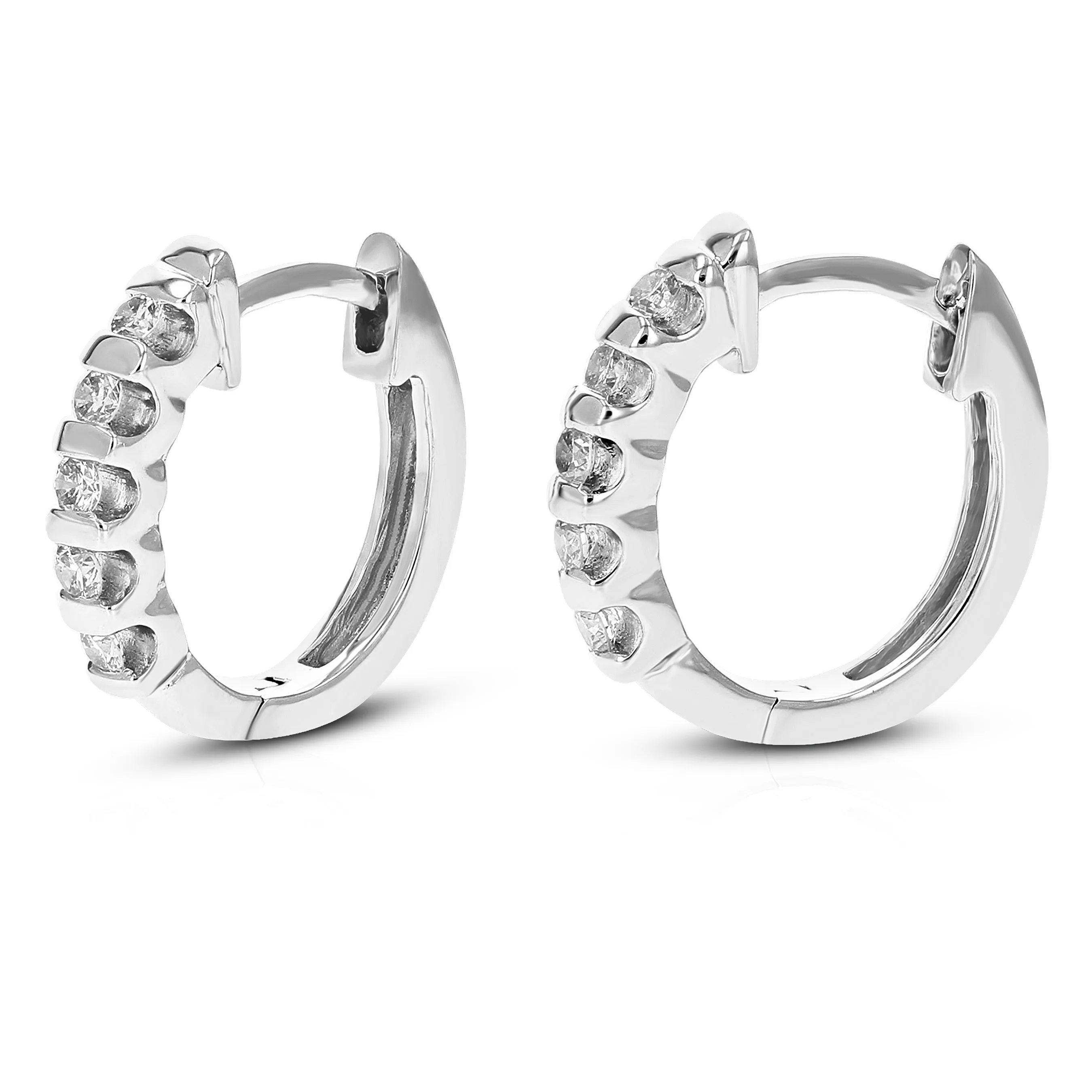 1/4 cttw Round Cut Lab Grown Diamond Channel Set Hoop Earrings in .925 Sterling Silver 1/2 Inch