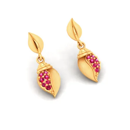 14k Gold Blush Earrings With Pink Stone From Amazea Collection