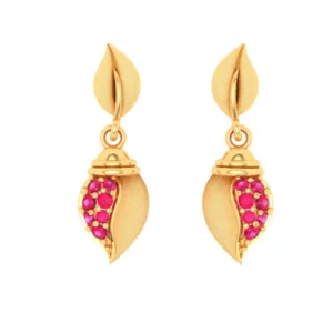 14k Gold Blush Earrings With Pink Stone From Amazea Collection