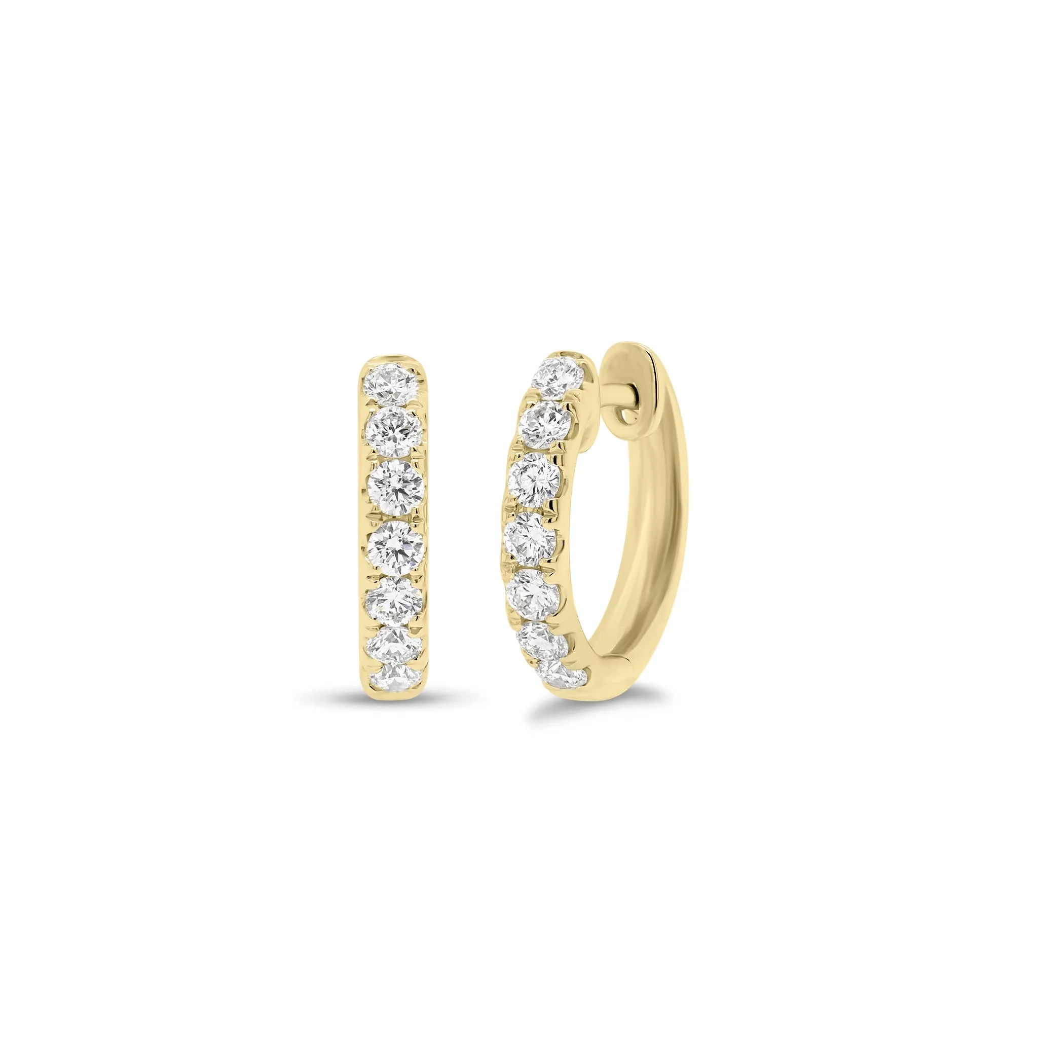 14K Gold Diamond Mini Huggie Earrings