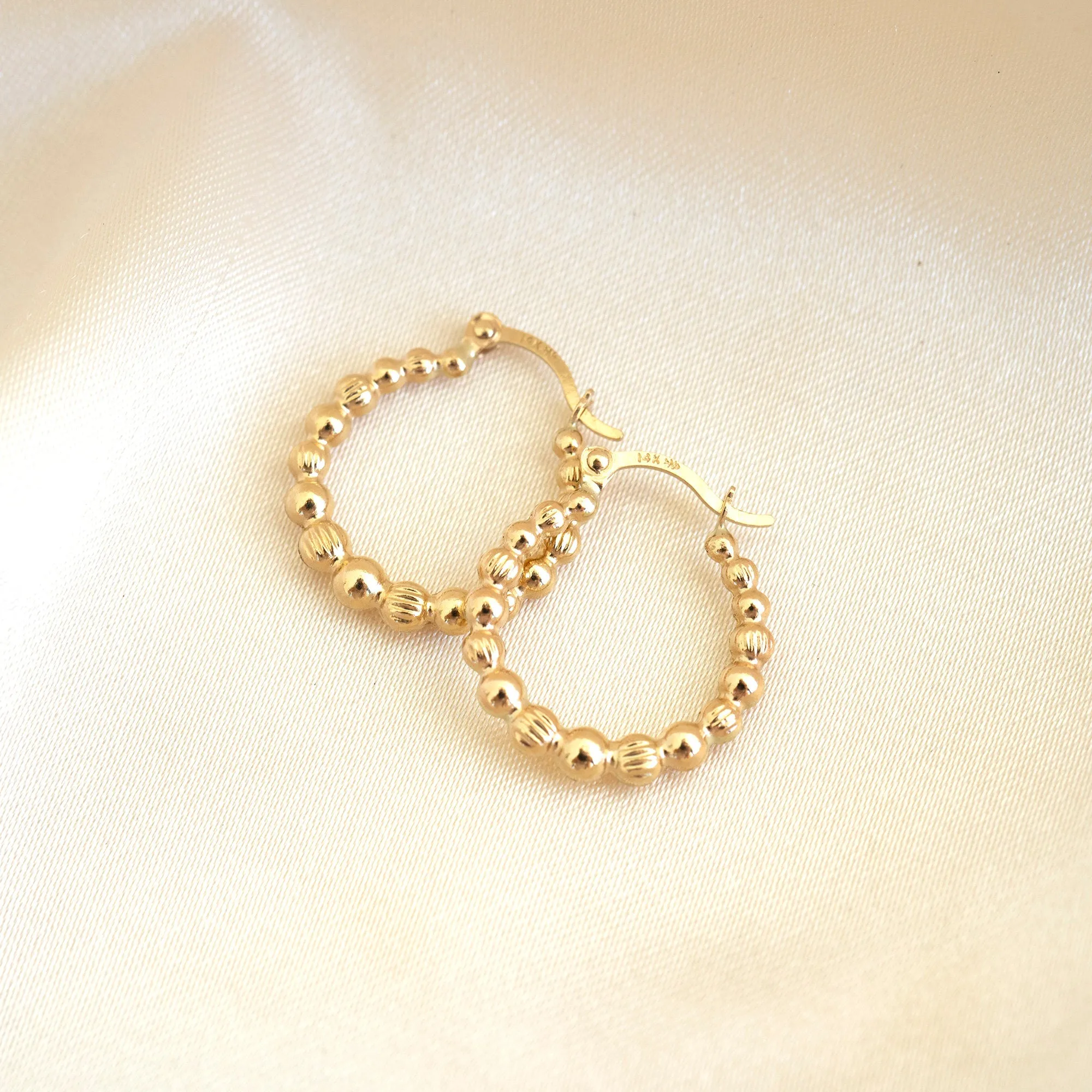 14k Gold Dotted Hoops