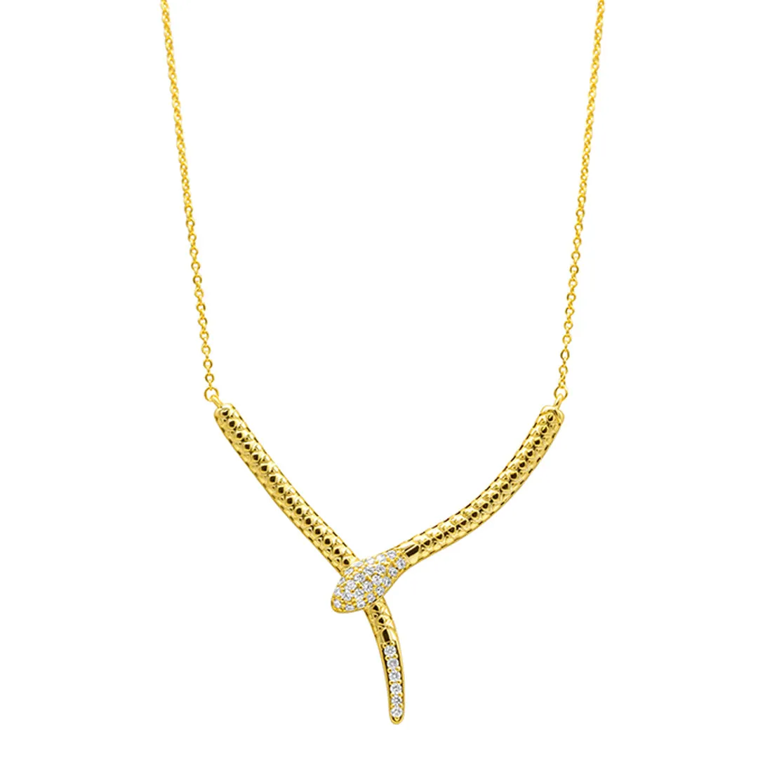 14k Gold Plated Crystal Wrap Snake Necklace