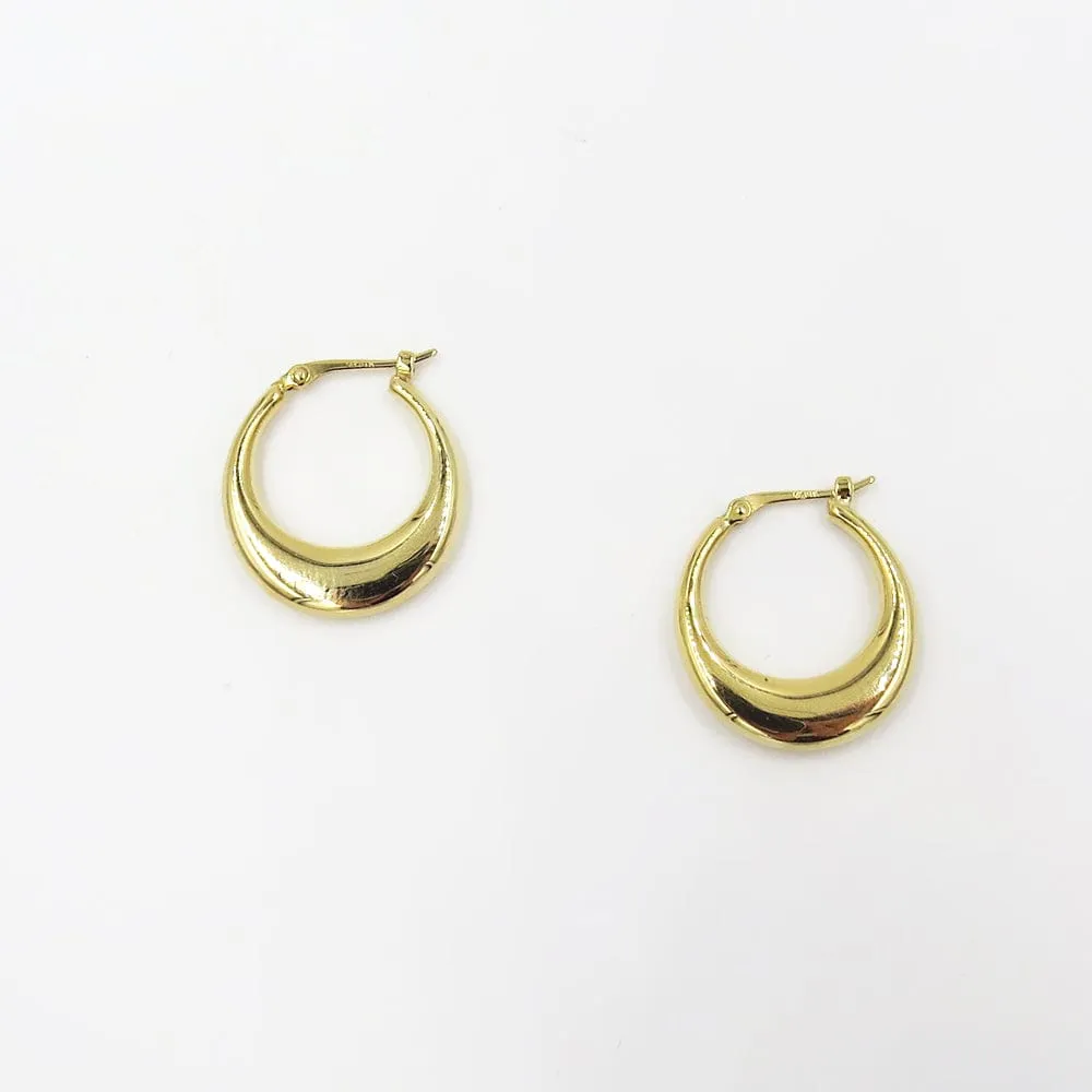 14k Gold Small Polished Crescent Hoop