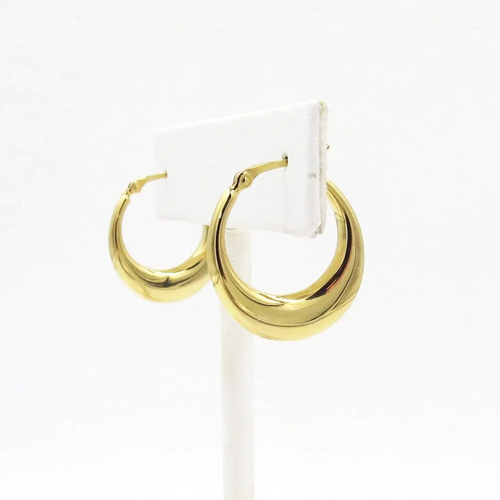 14k Gold Small Polished Crescent Hoop