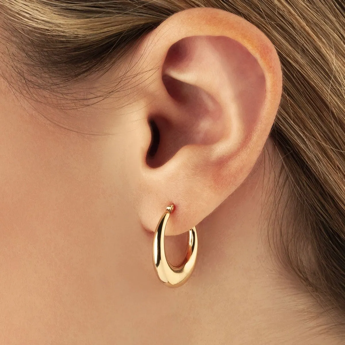 14k Gold Small Polished Crescent Hoop