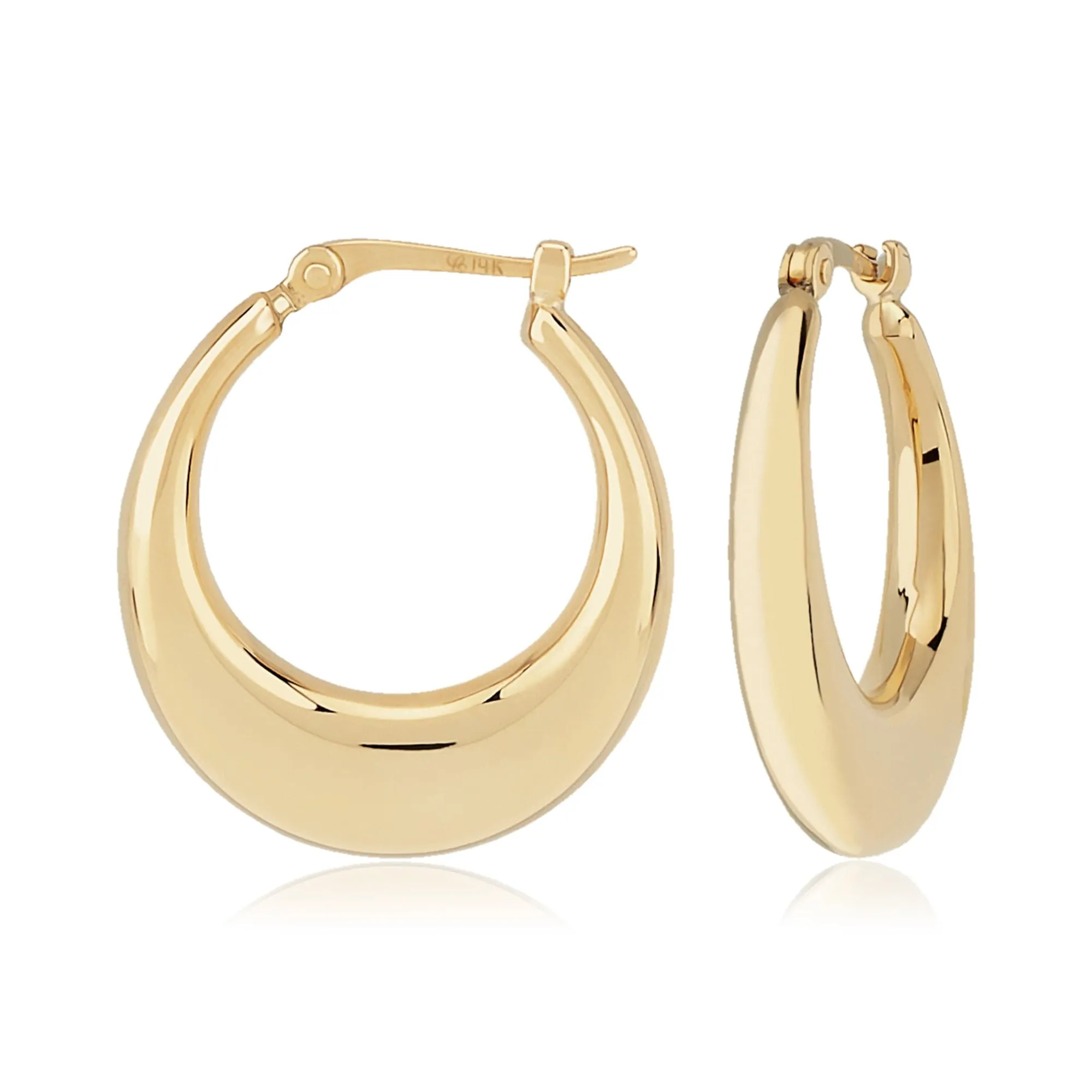 14k Gold Small Polished Crescent Hoop