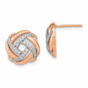 14k Rose Gold Diamond Love Knot Post Earrings