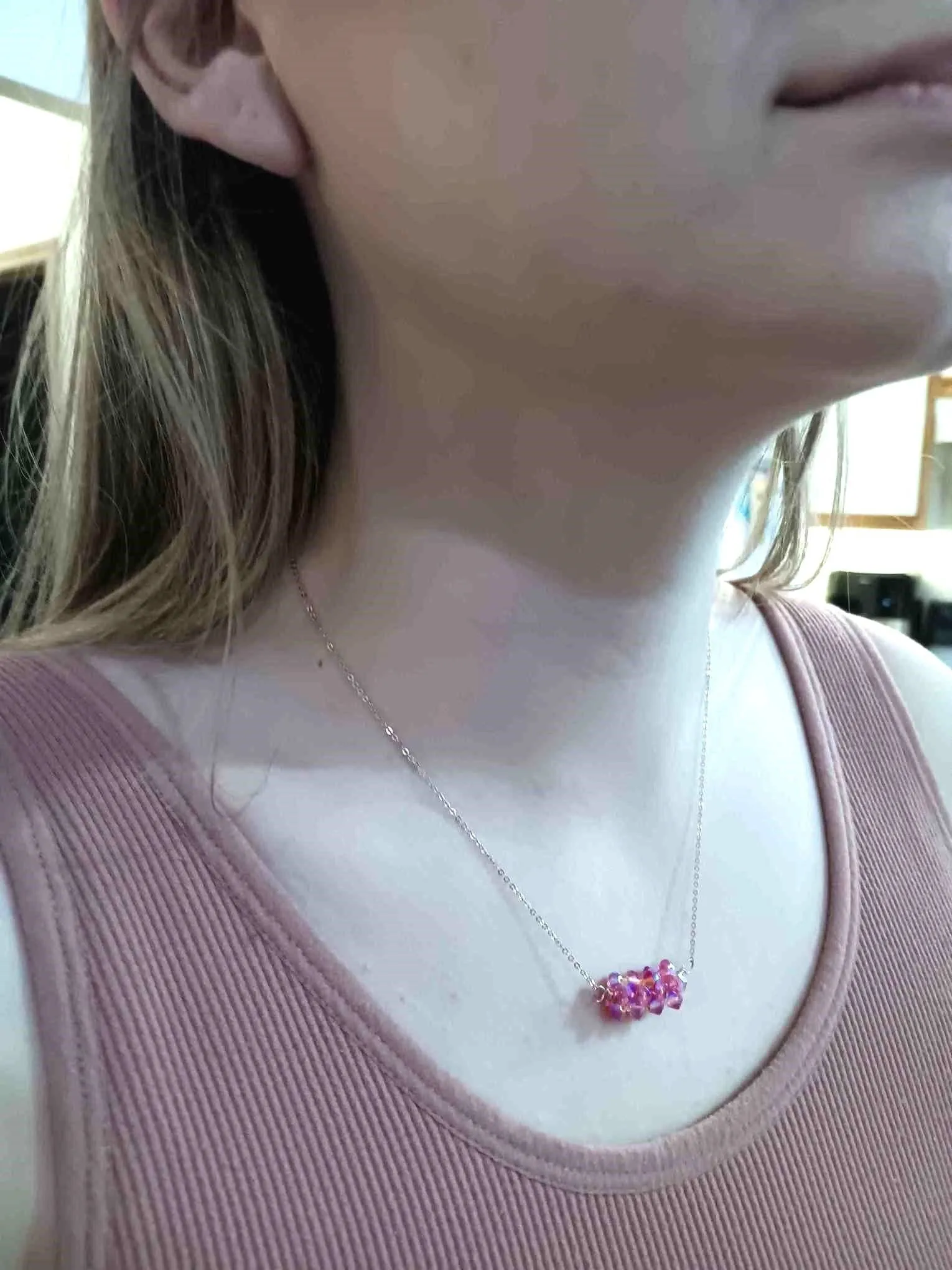 14K Rose Gold Filled Super Sparkly Pastel Crystal Barrel Necklaces