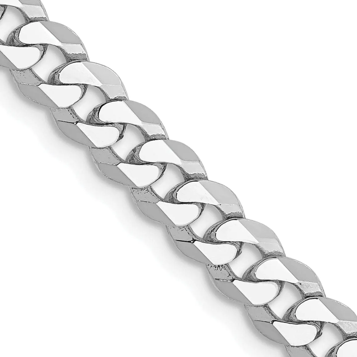 14k White Gold Polished 4.50mm Flat Curb Chain