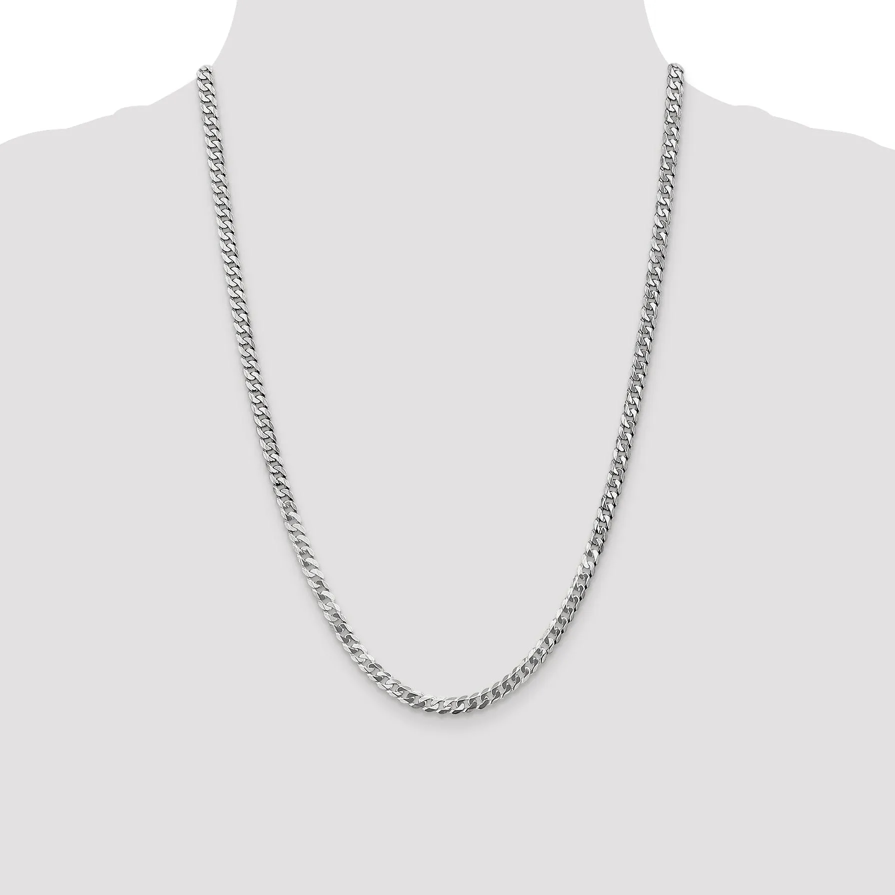 14k White Gold Polished 4.50mm Flat Curb Chain