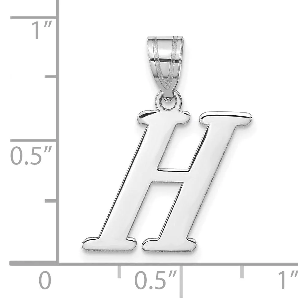 14k White Gold  Slanted Design Letter H Initial Charm Pendant