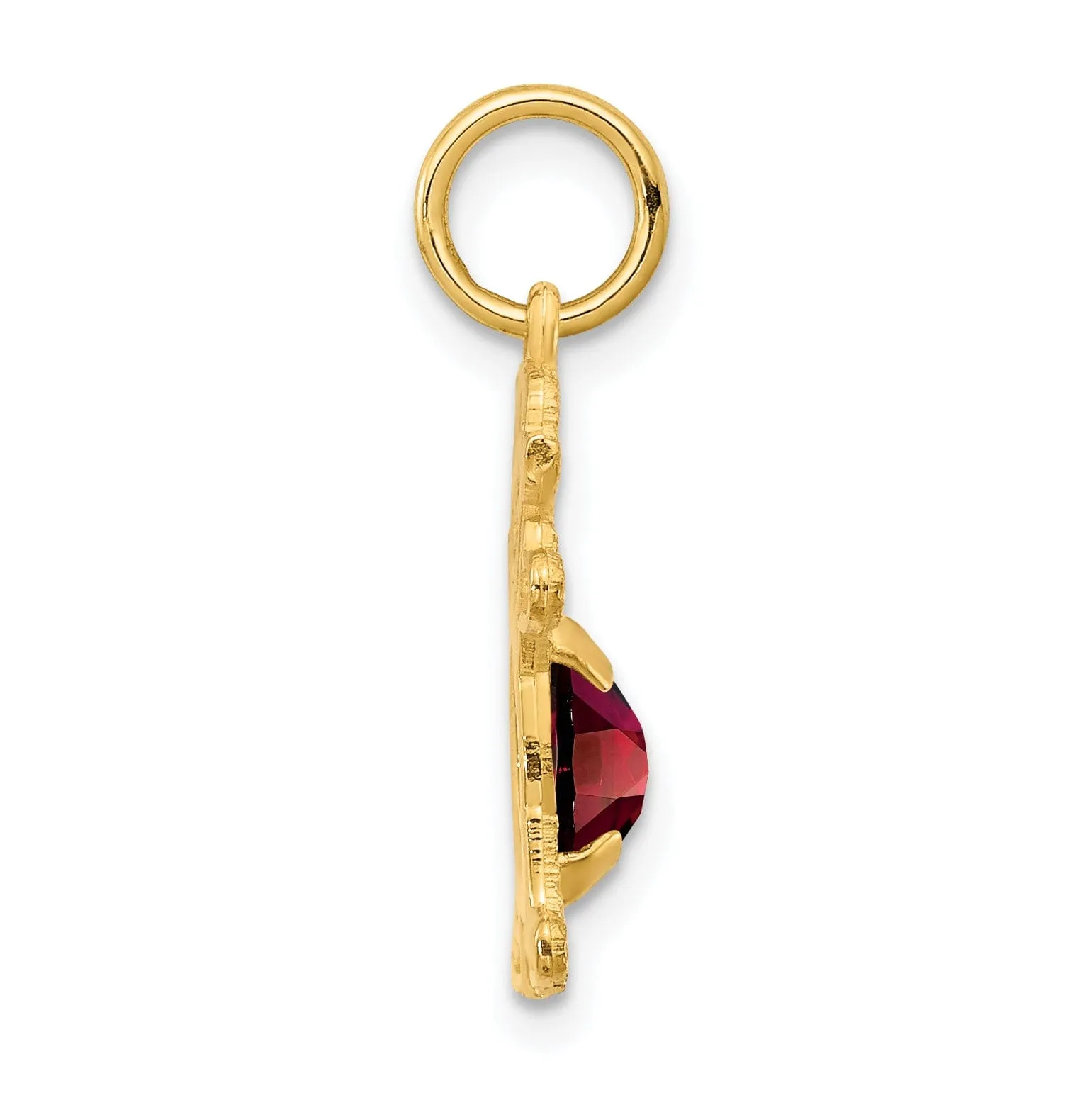 14k Yellow Gold Girl Oval Genuine Garnet