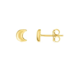 14k Yellow Gold Half Moon Stud Earrings