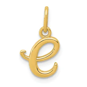 14K Yellow Gold Lower Case Script Letter E Initial Pendant