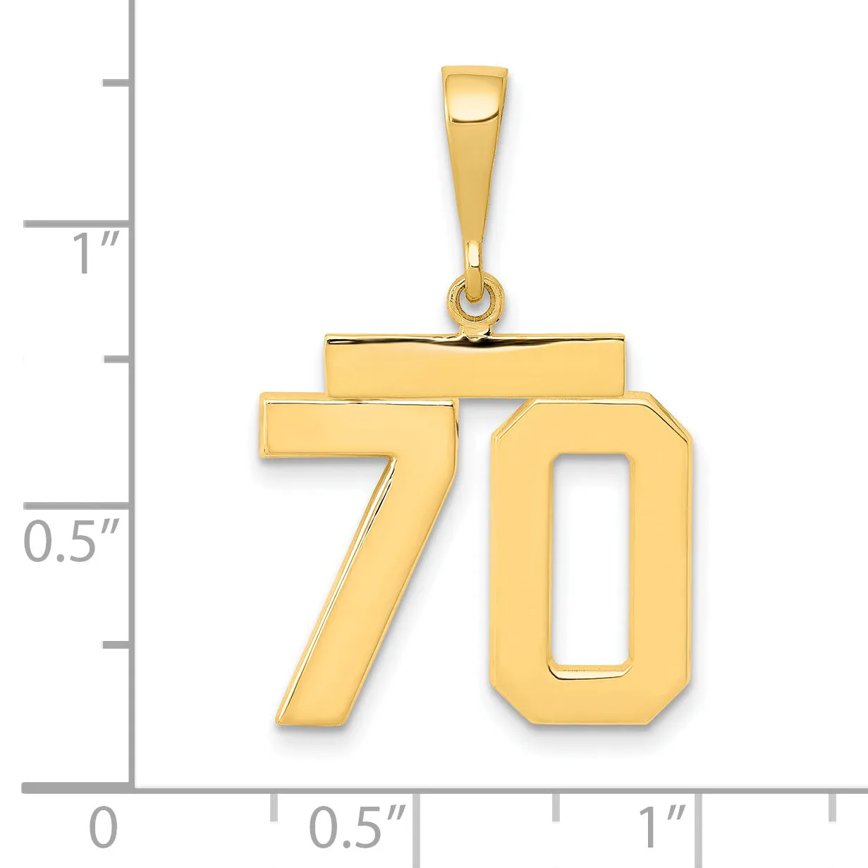 14k Yellow Gold Medium Polished Number 70 Charm