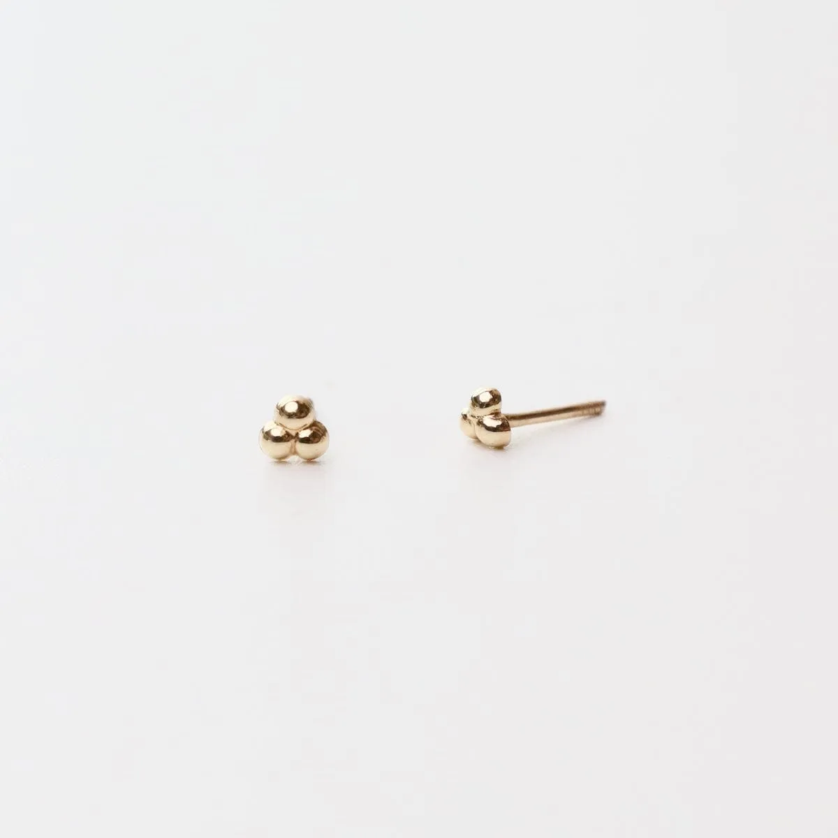 14K Yellow Gold Mini Trio Dot Post Earrings