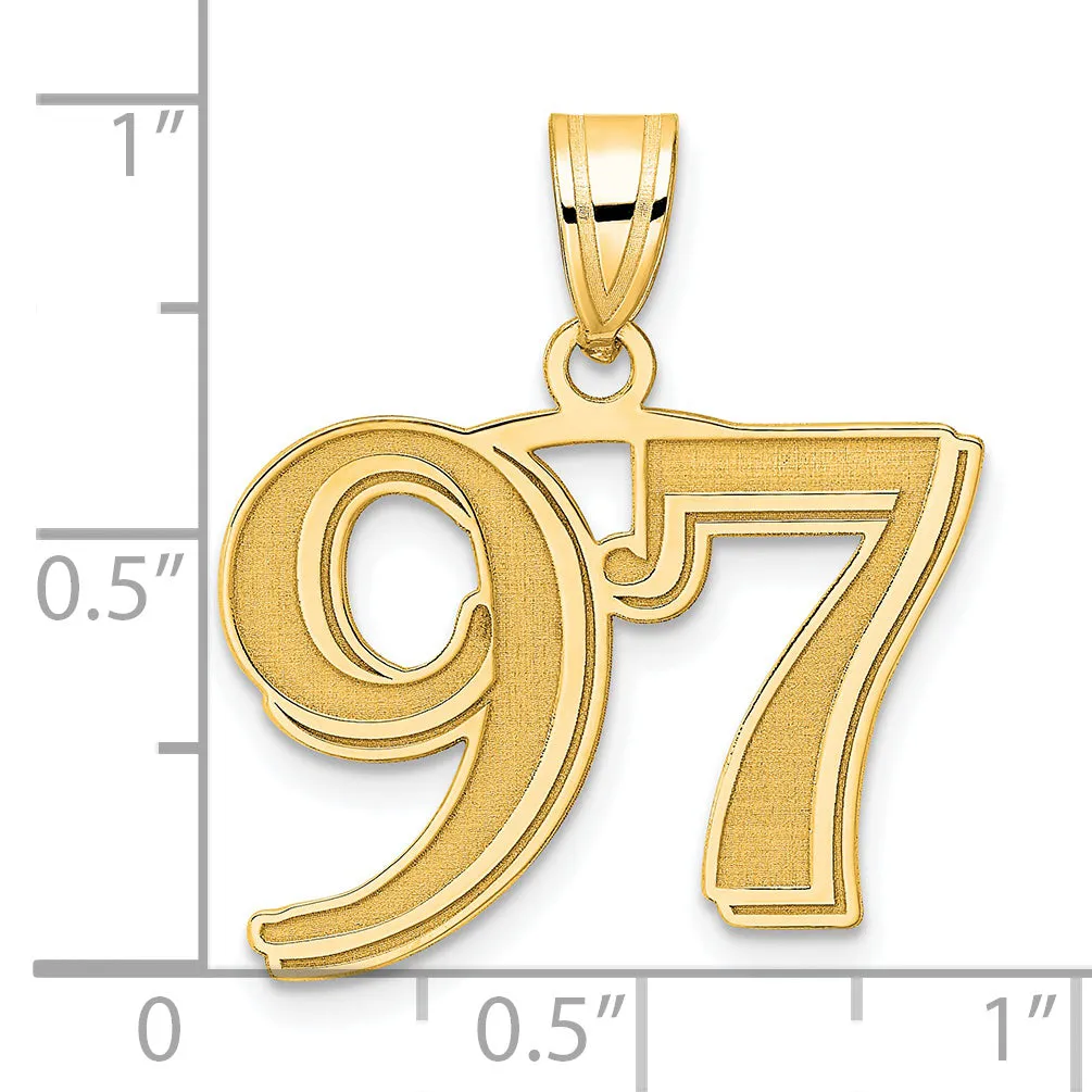 14k Yellow Gold Polished Etched Number 97 Pendant