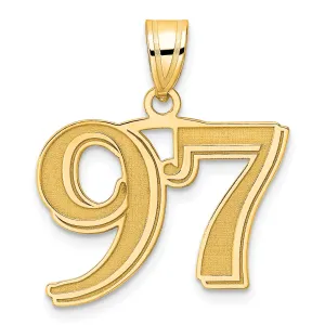 14k Yellow Gold Polished Etched Number 97 Pendant