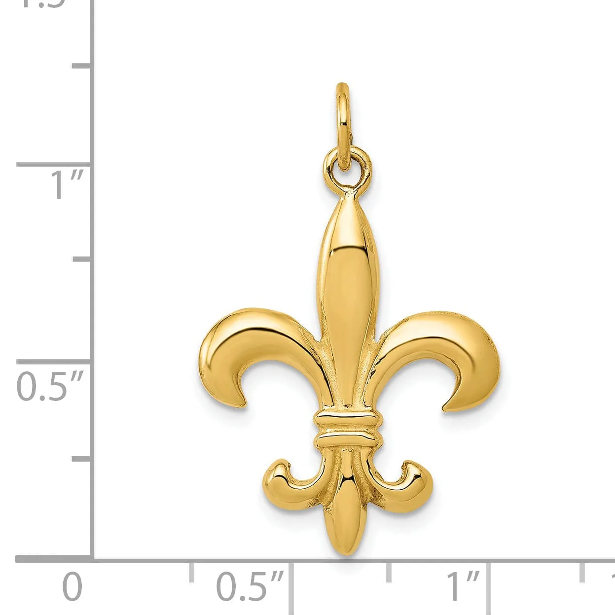 14k Yellow Gold Polished Finish 3-Dimensional Mens Fleur De Lis Charm Design Pendant