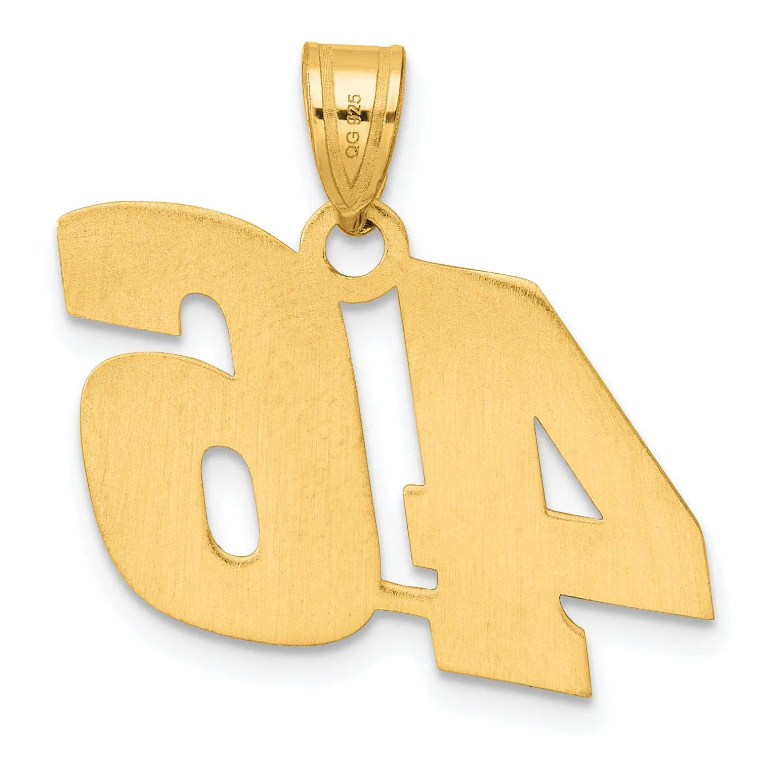 14k Yellow Gold Polished Finish Block Script Design Number 46 Charm Pendant