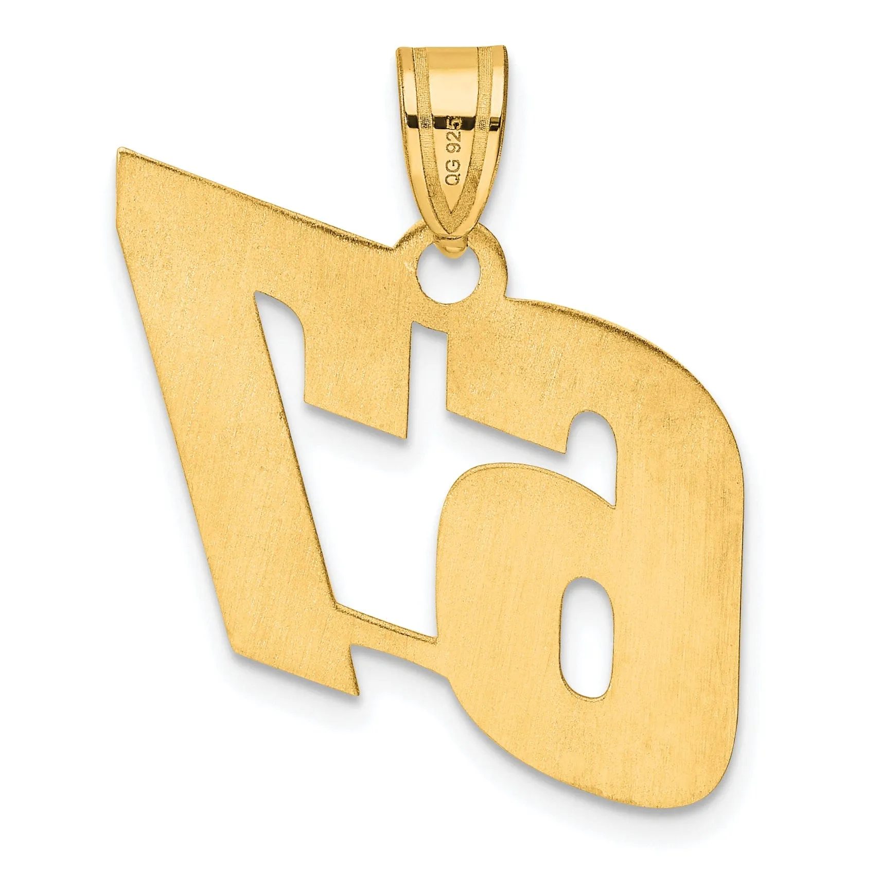 14k Yellow Gold Polished Finish Block Script Design Number 67 Charm Pendant