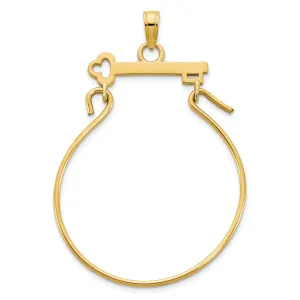 14k Yellow Gold Polished Finish Key Design Charm Holder Pendant