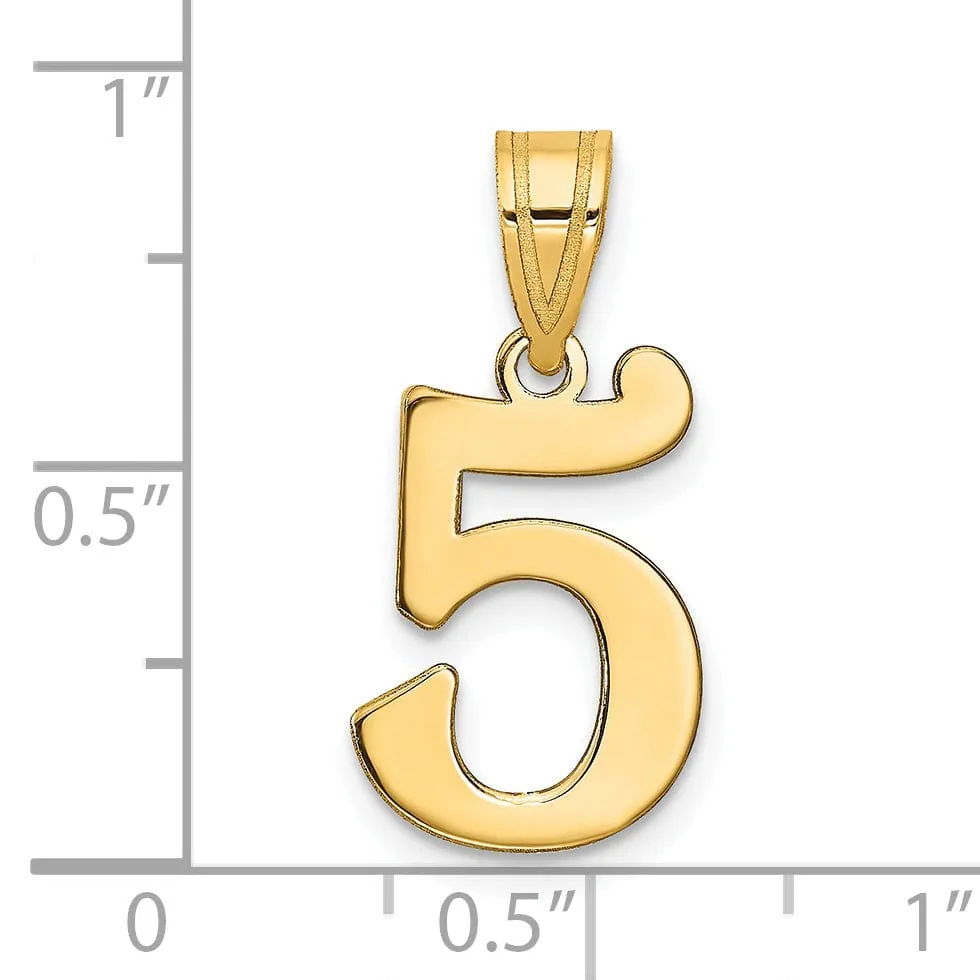 14k Yellow Gold Polished Finish Number 5 Charm Pendant