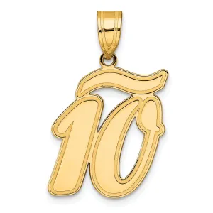 14k Yellow Gold Polished Finish Script Design Number 10 Charm Pendant