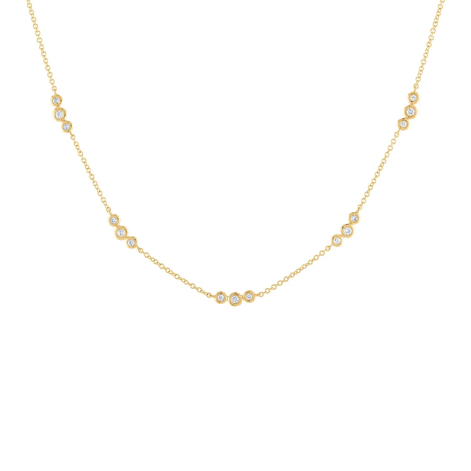 14KT GOLD DIAMOND BEZEL SET OF 3 NECKLACE