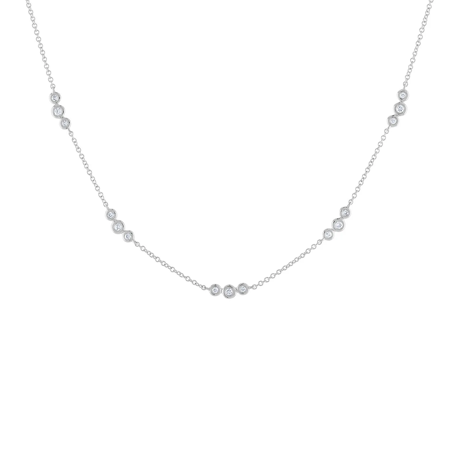 14KT GOLD DIAMOND BEZEL SET OF 3 NECKLACE