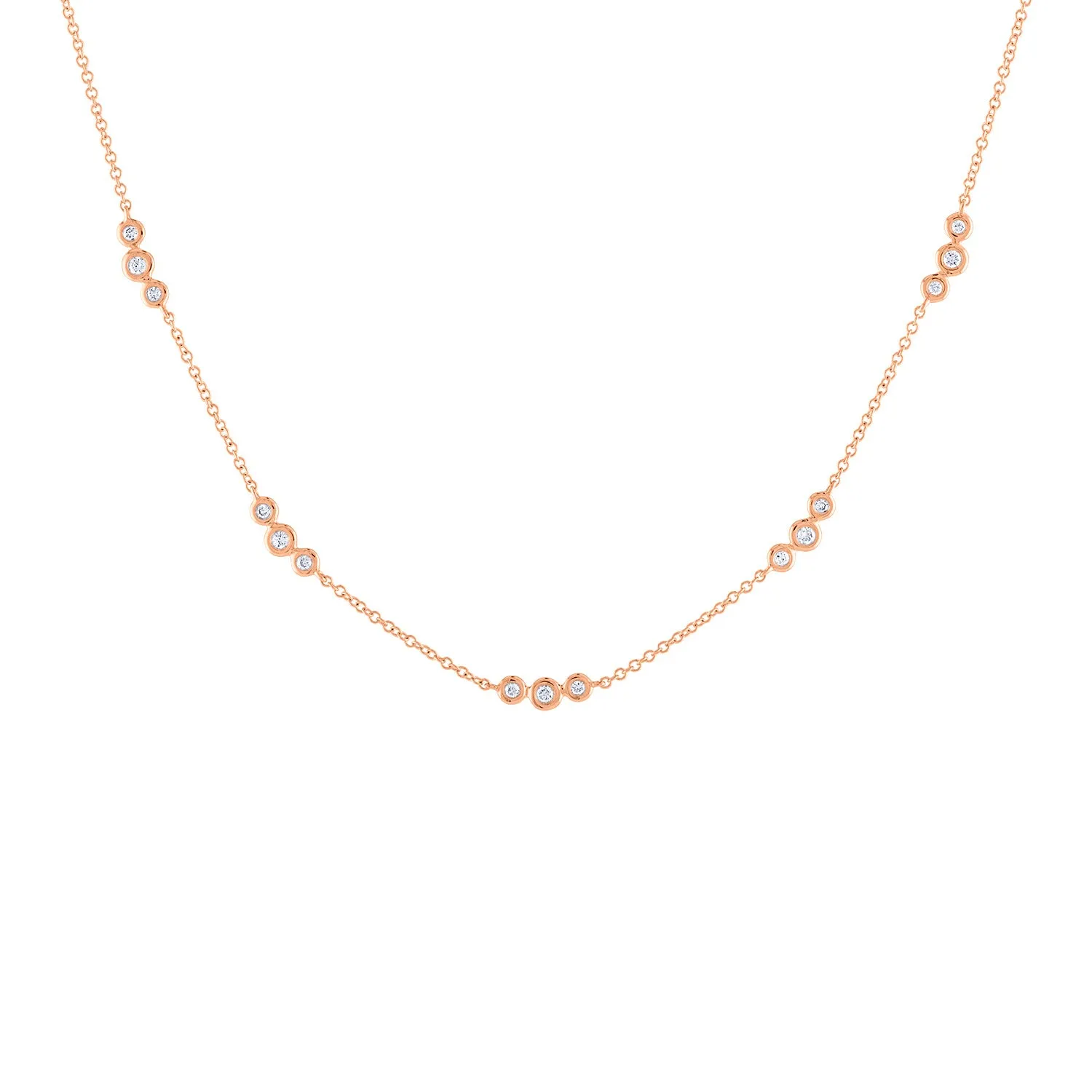 14KT GOLD DIAMOND BEZEL SET OF 3 NECKLACE