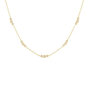 14KT GOLD DIAMOND BEZEL SET OF 3 NECKLACE