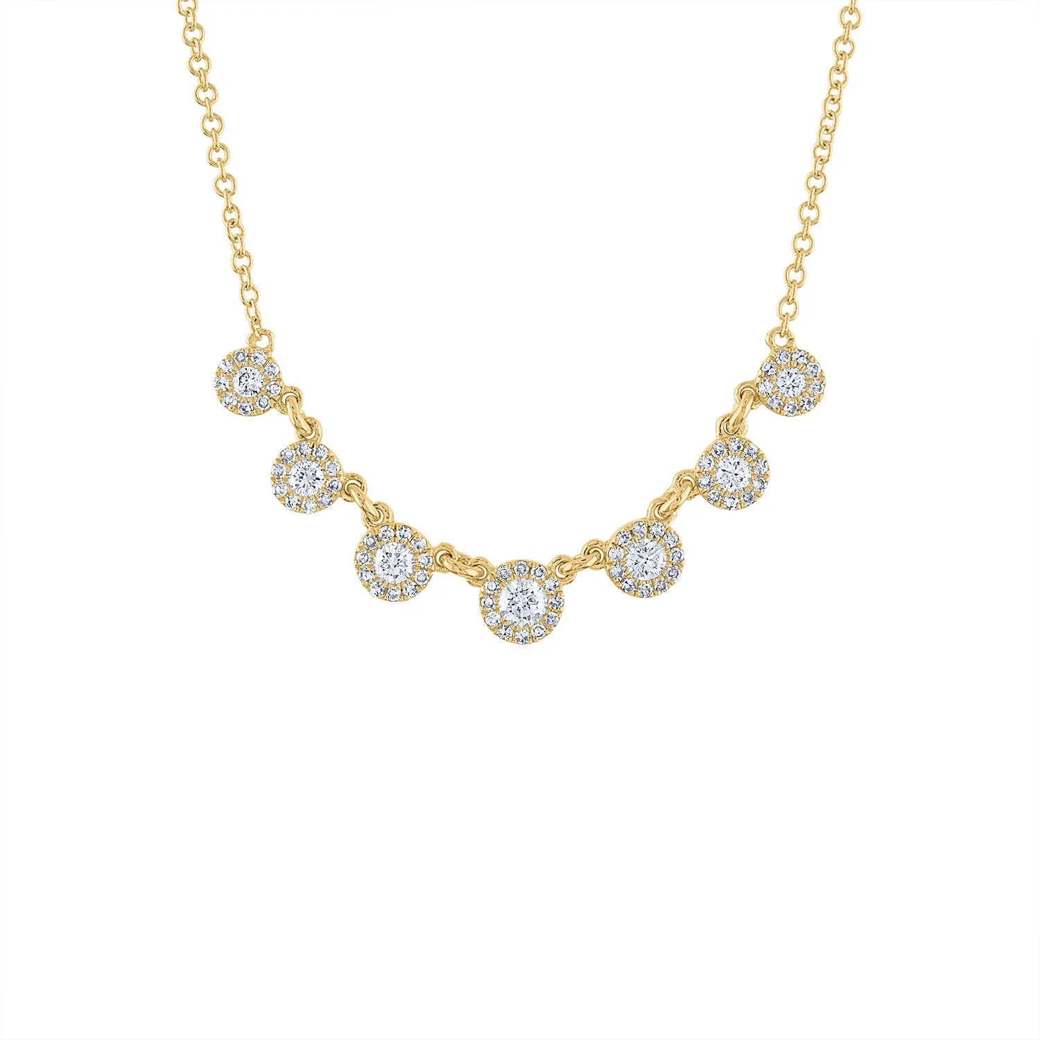 14KT GOLD SEVEN MARTINI SET DIAMOND NECKLACE