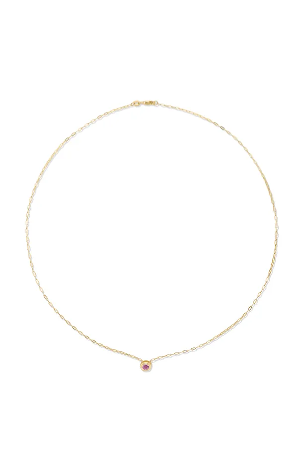 14KY Pink Sapphire Bezel Necklace