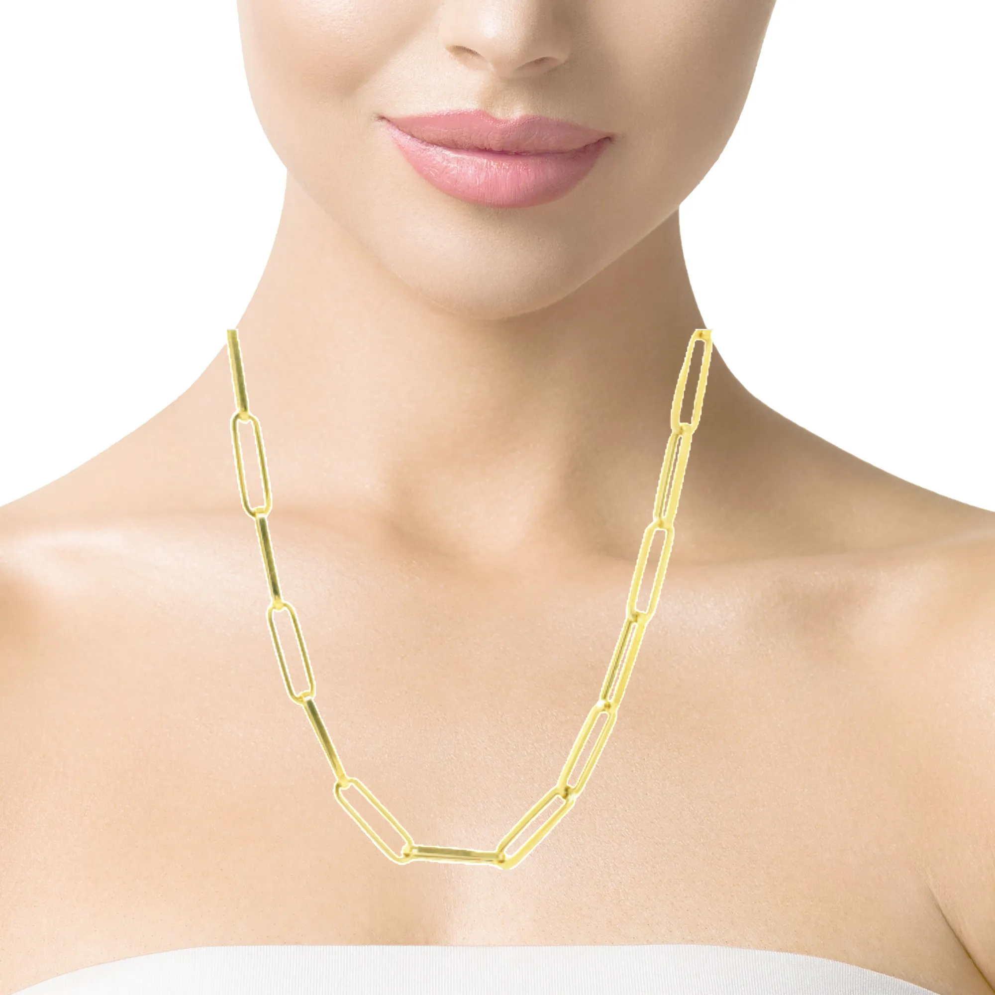 14Y Yellow Gold Paperclip Link Necklace 18"