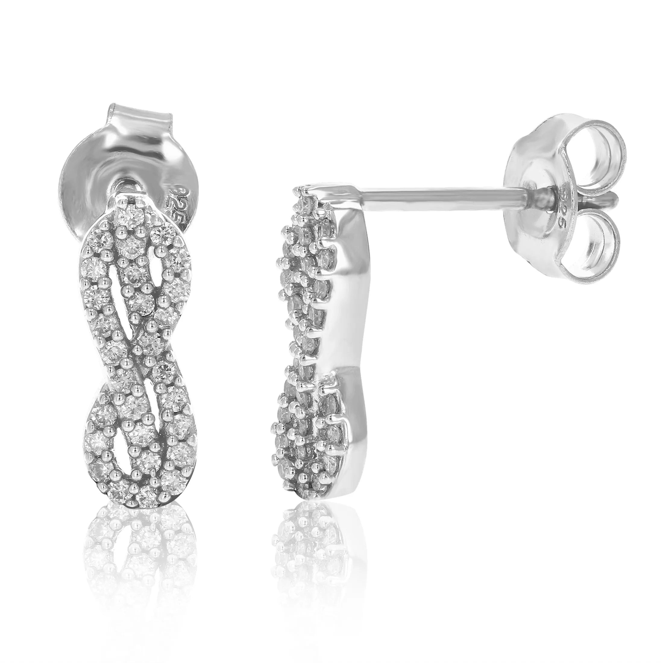 1/5 cttw Round Lab Grown Diamond Dangle Earrings .925 Sterling Silver Prong Set 1/2 Inch