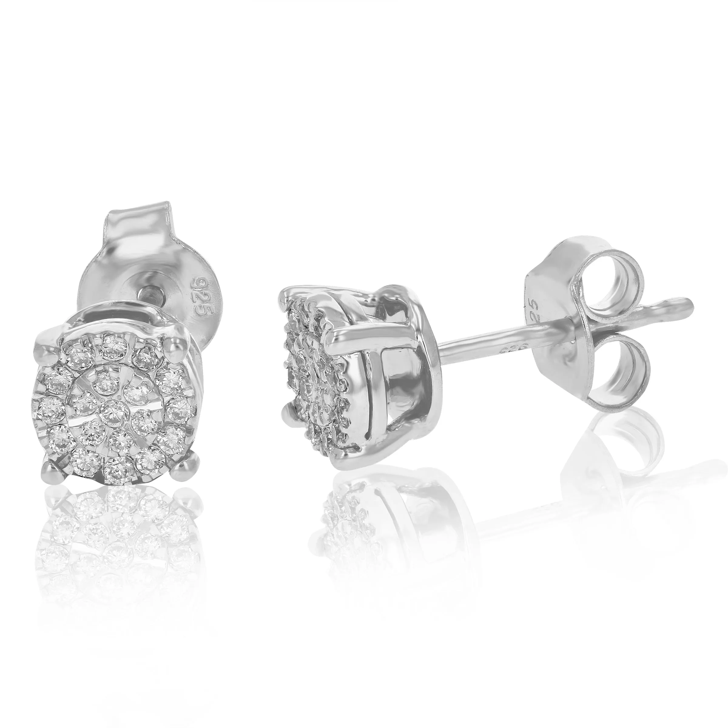 1/6 cttw Lab Grown Diamond Stud Earrings Round Cut and Prong Set In 925 Sterling Silver